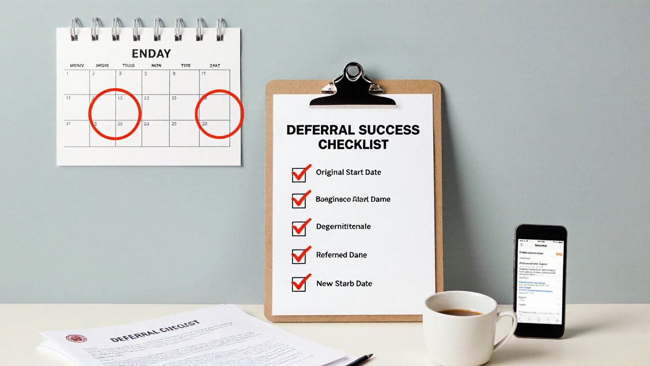 Checklist for deferral approval next to university offer letter