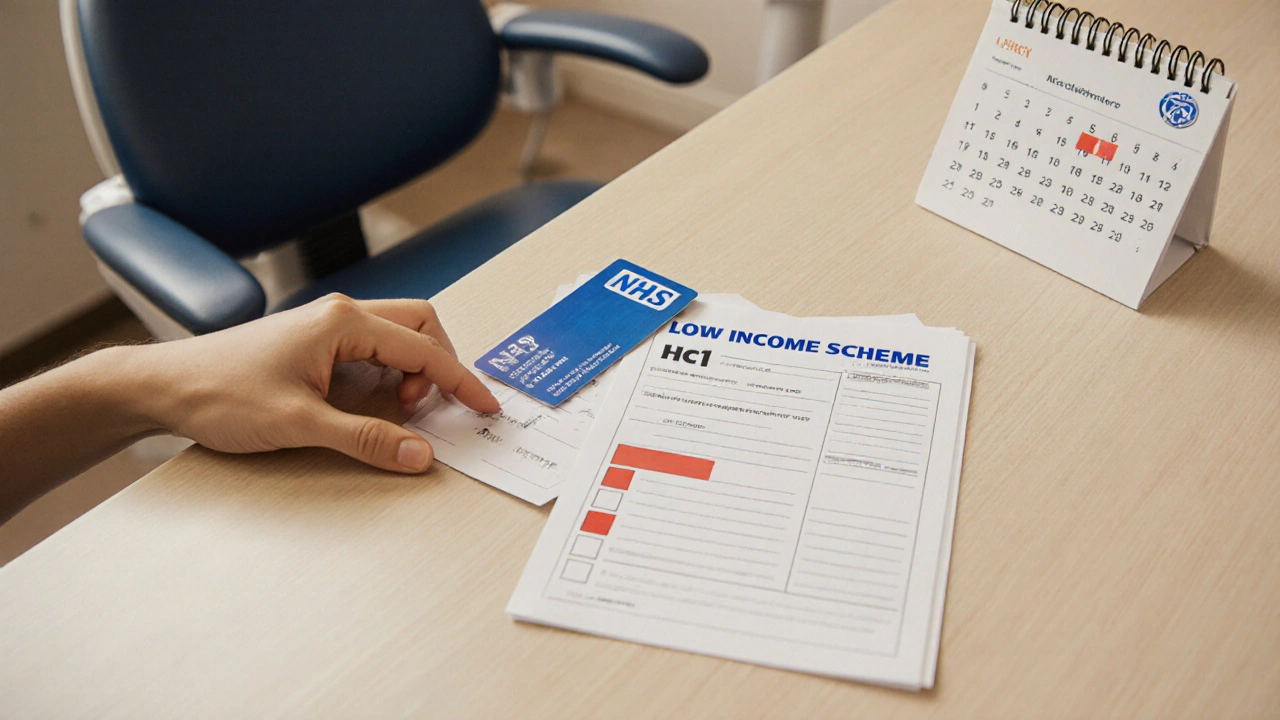 Student submitting documents for dental financial help at reception