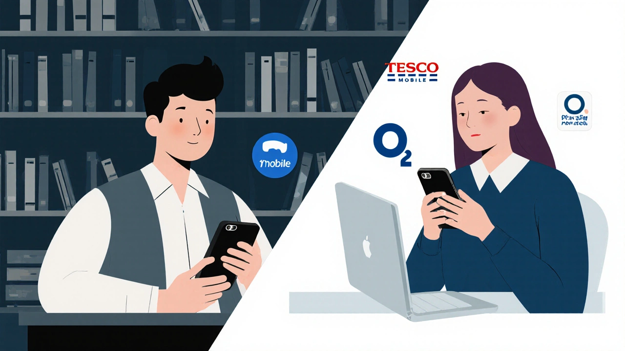 Two students using mobile plans—one in library, one pausing service at home during summer.