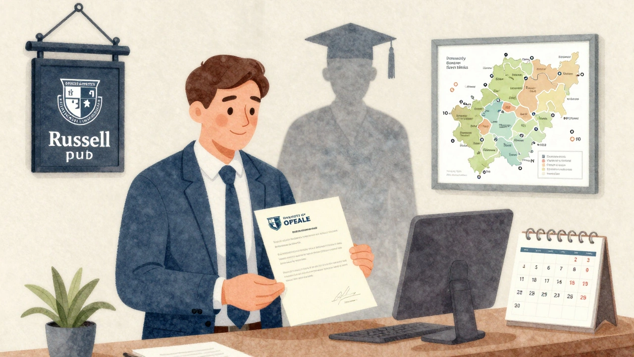 A Cardiff employer offering a job to a local graduate while a distant university fades away.