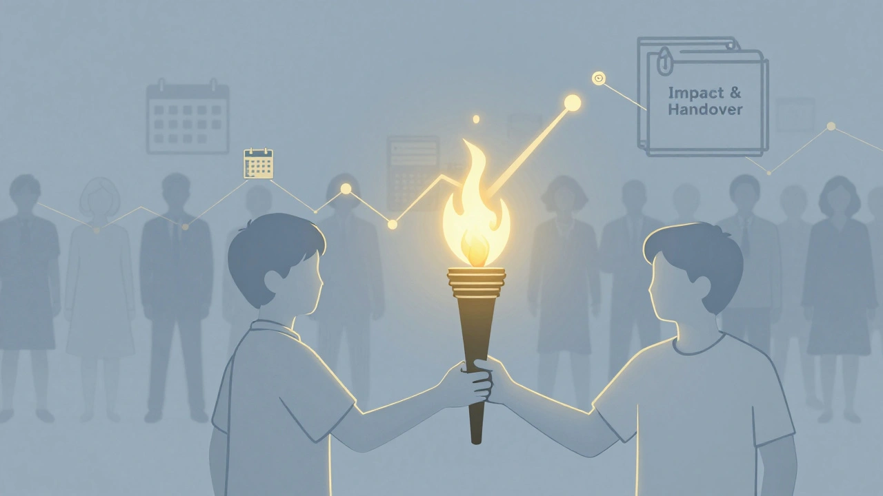 A glowing torch shaped like a rising graph passes between students, symbolizing legacy.