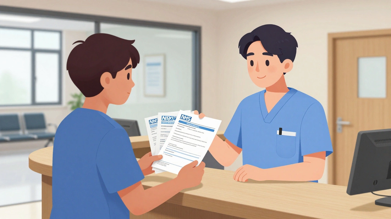 Student registering with GP surgery showing documents