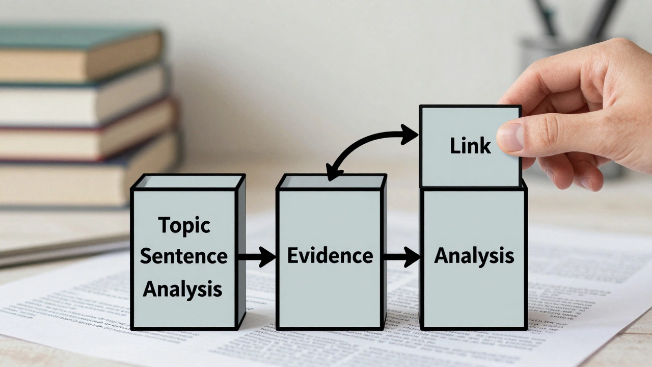Three labeled building blocks forming a logical argument wall