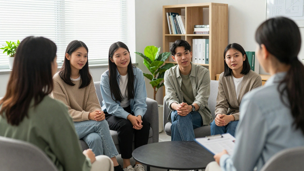 University counseling session with students and advisors