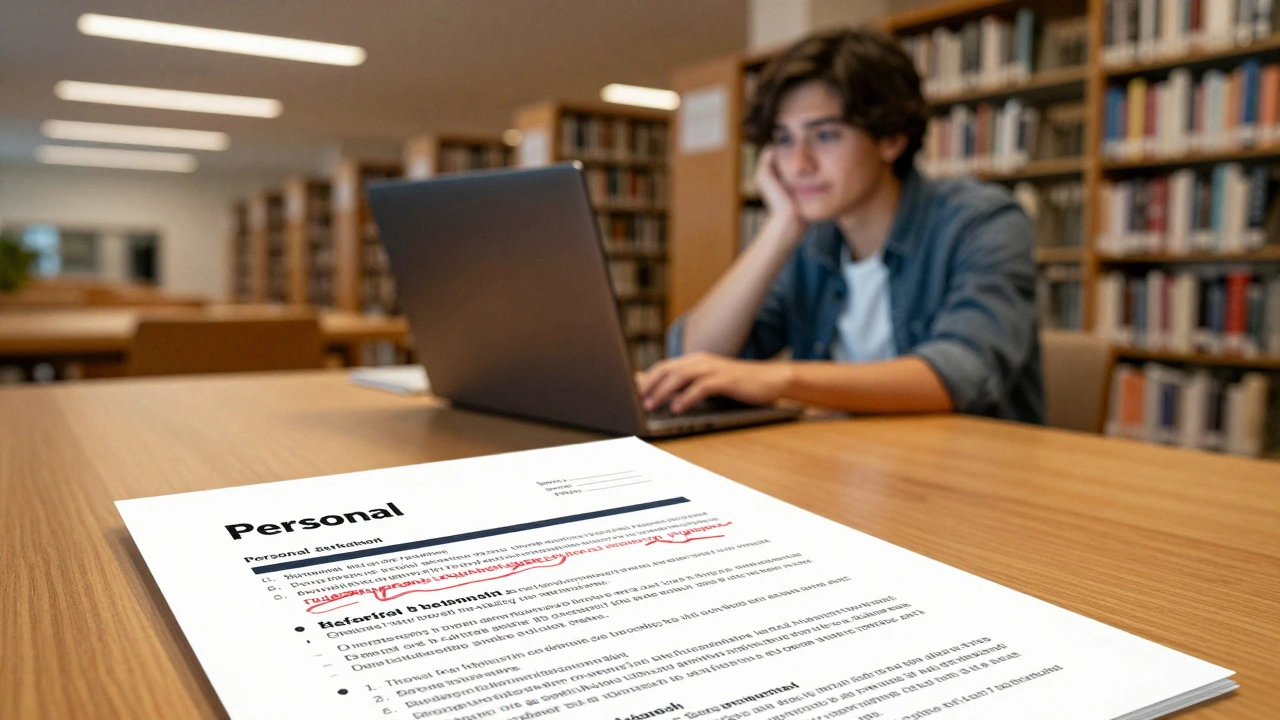 A student in a library confidently submitting their final university application.