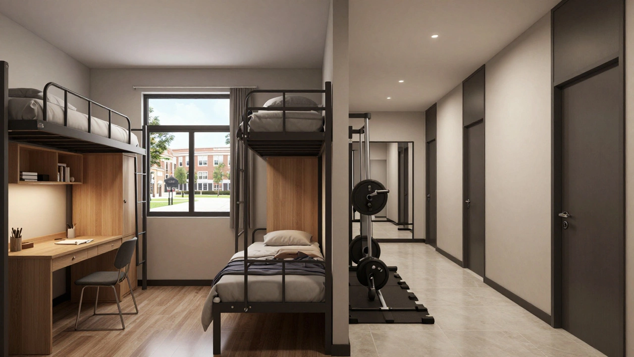 Comparison between a standard university dorm room and a luxury private student apartment