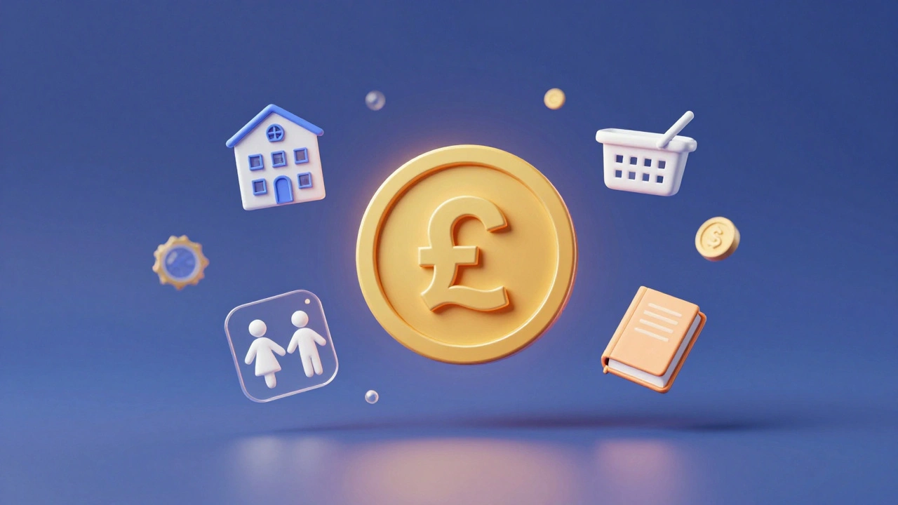 Conceptual 3D image showing financial support icons for student families.