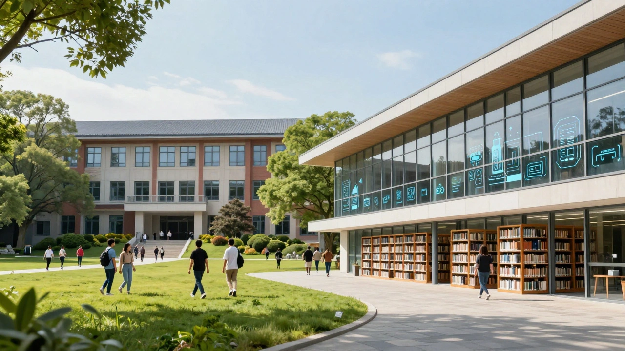 Campus view balancing community life and academic resources