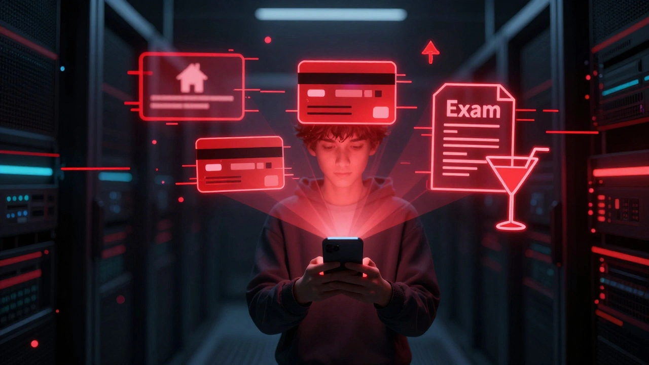 Conceptual art of smartphone projecting privacy risk warnings