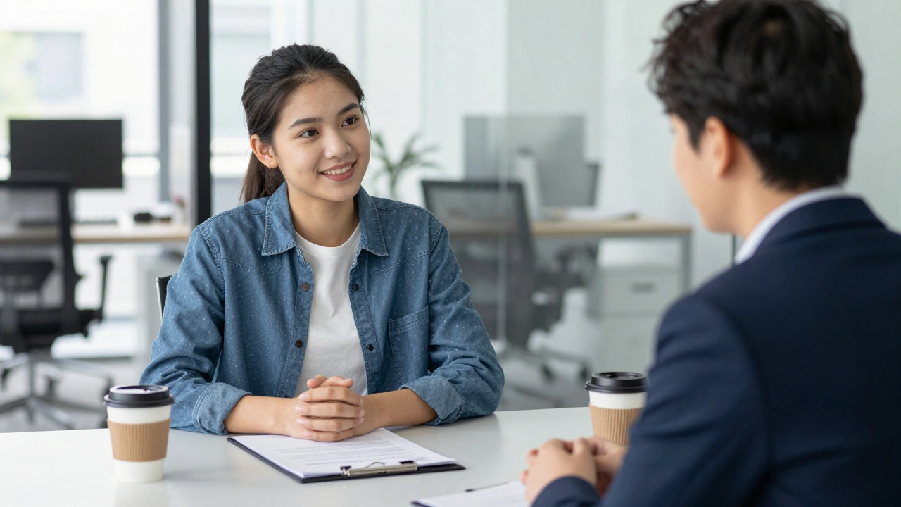 Confident student negotiating salary with employer