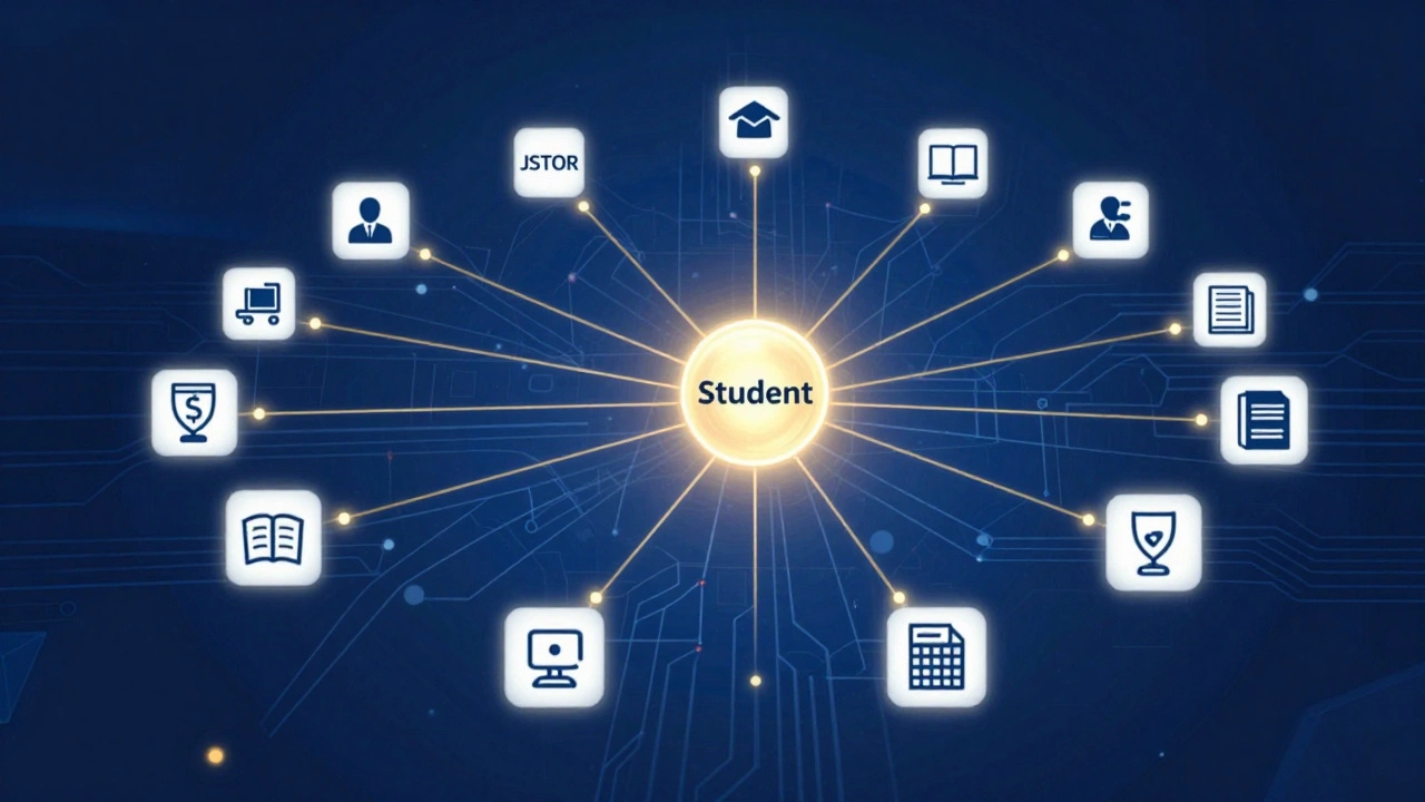 Digital illustration of connected academic resource networks