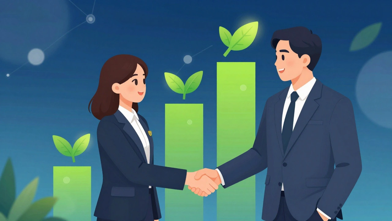 Handshake symbolizing partnership between student and business