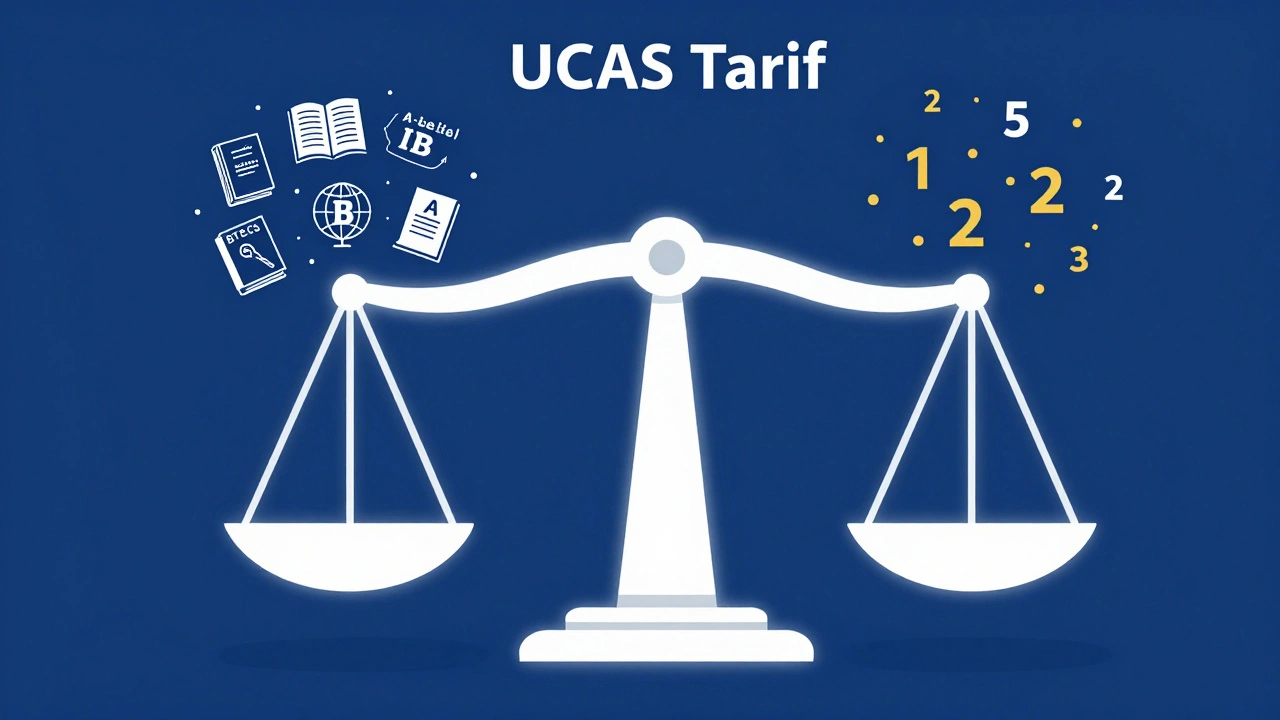 Illustration of educational qualifications converting into UCAS tariff points