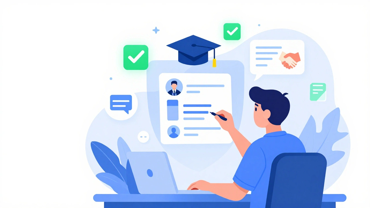 Illustration of student curating positive professional online presence