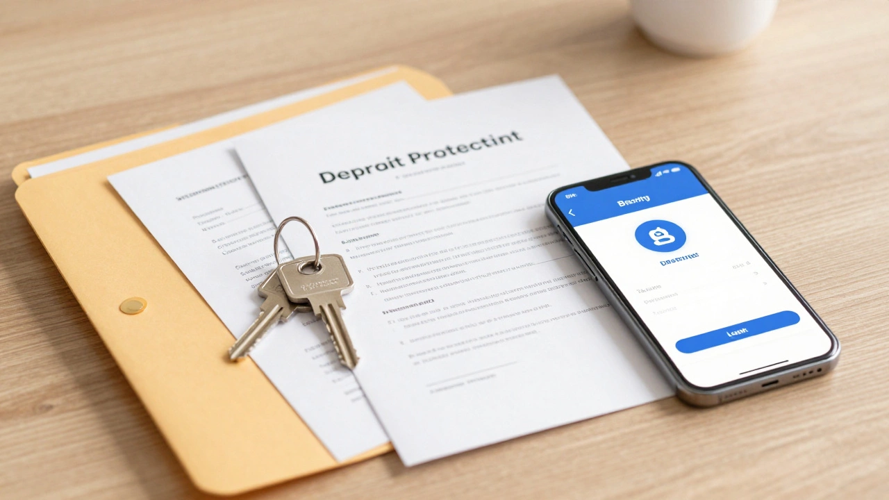 Organized documents and keys representing secure tenancy setup