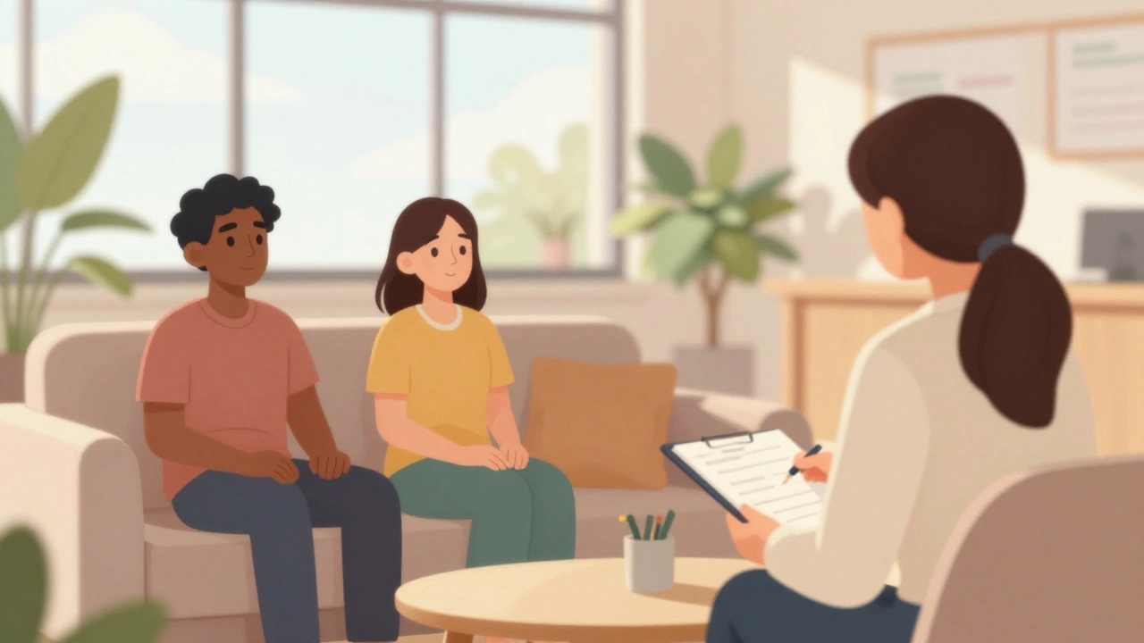 Student talking to counsellor in warm office setting