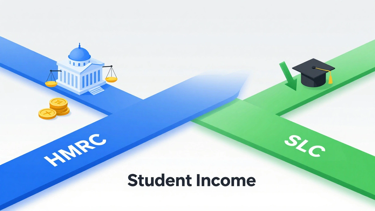 Two parallel paths representing separate tax and loan systems
