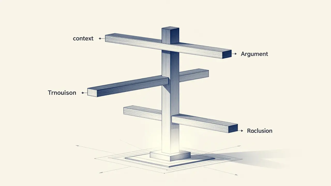 Abstract architectural diagram representing the structure of an academic essay