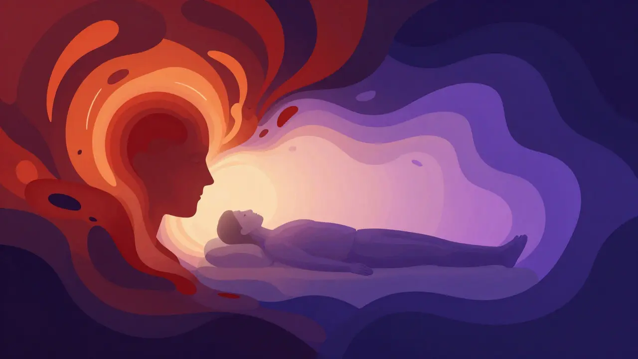 Abstract art showing transition from chaos to calm sleep
