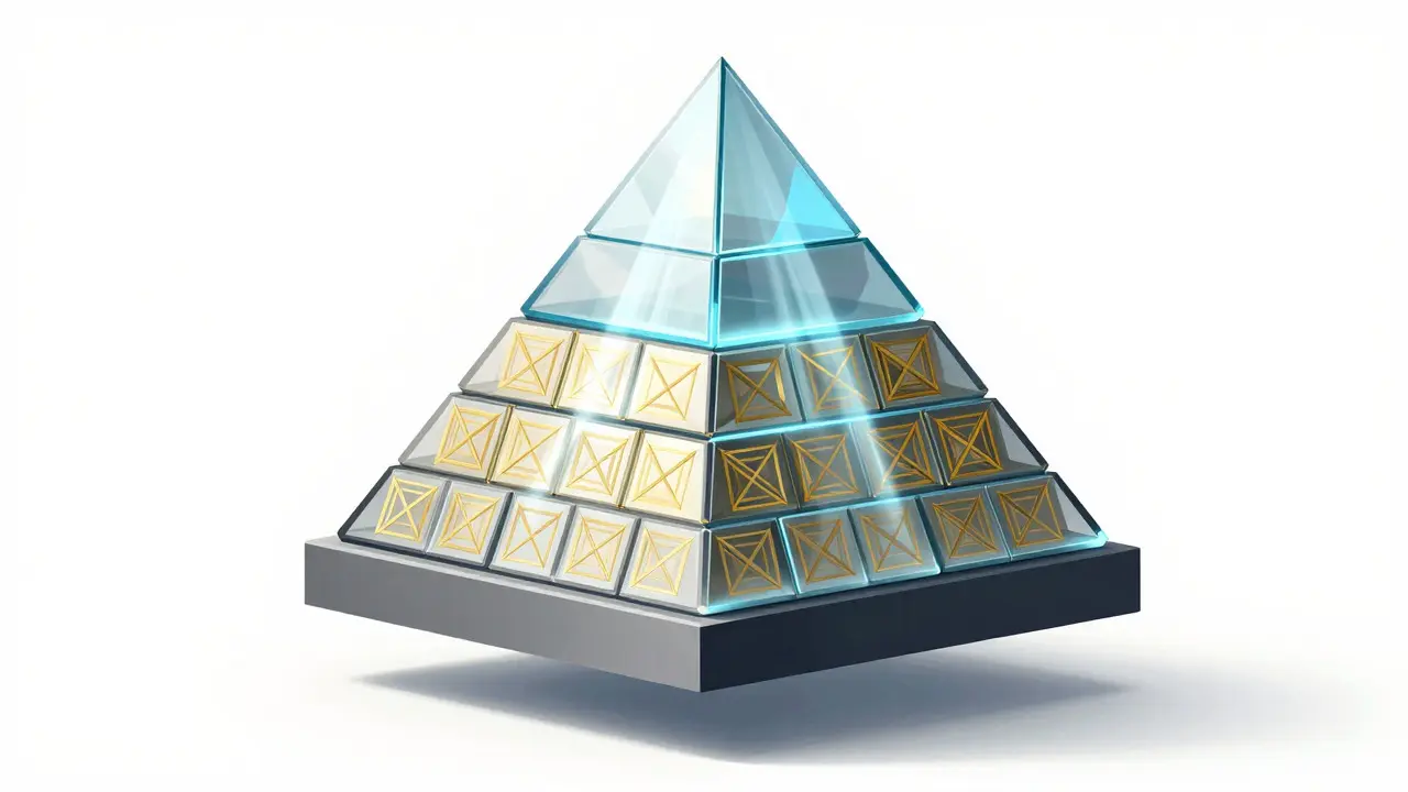 Abstract glass pyramid illustrating the structure of a strong essay