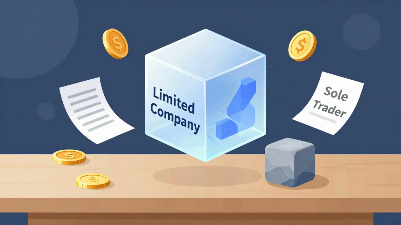 Abstract illustration comparing sole trader and limited company structures