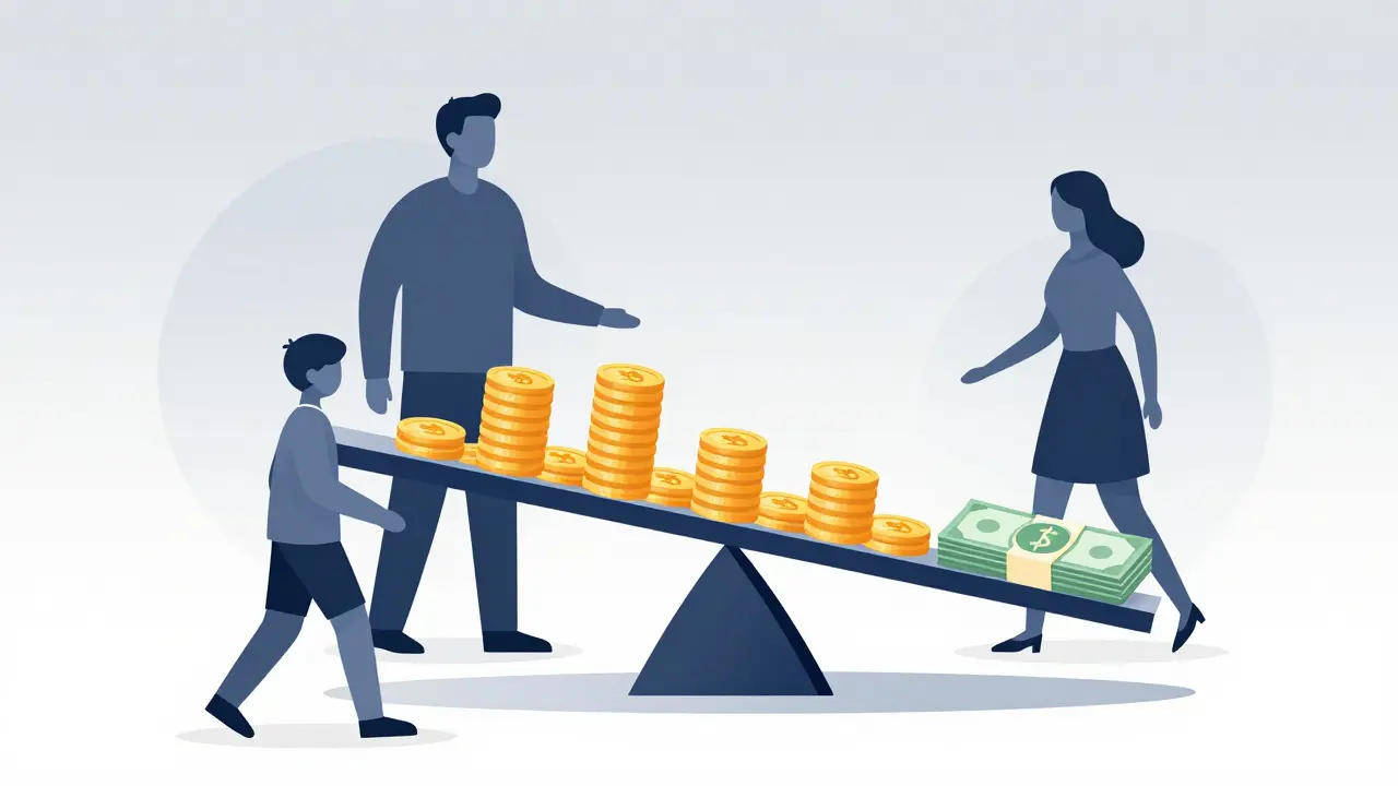 Abstract illustration of a balance scale showing income versus loan amounts