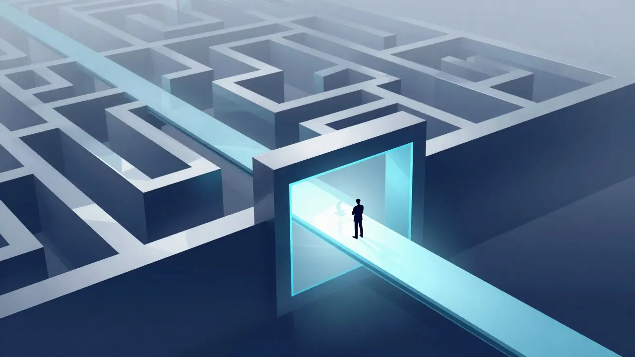 Abstract illustration of a career path with an accredited route highlighted