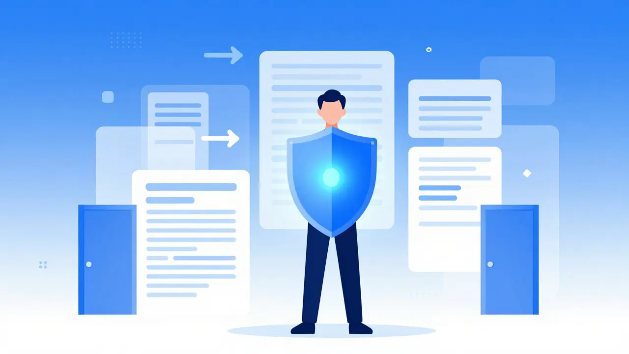 Abstract illustration of a person holding a glowing shield representing flexible working rights