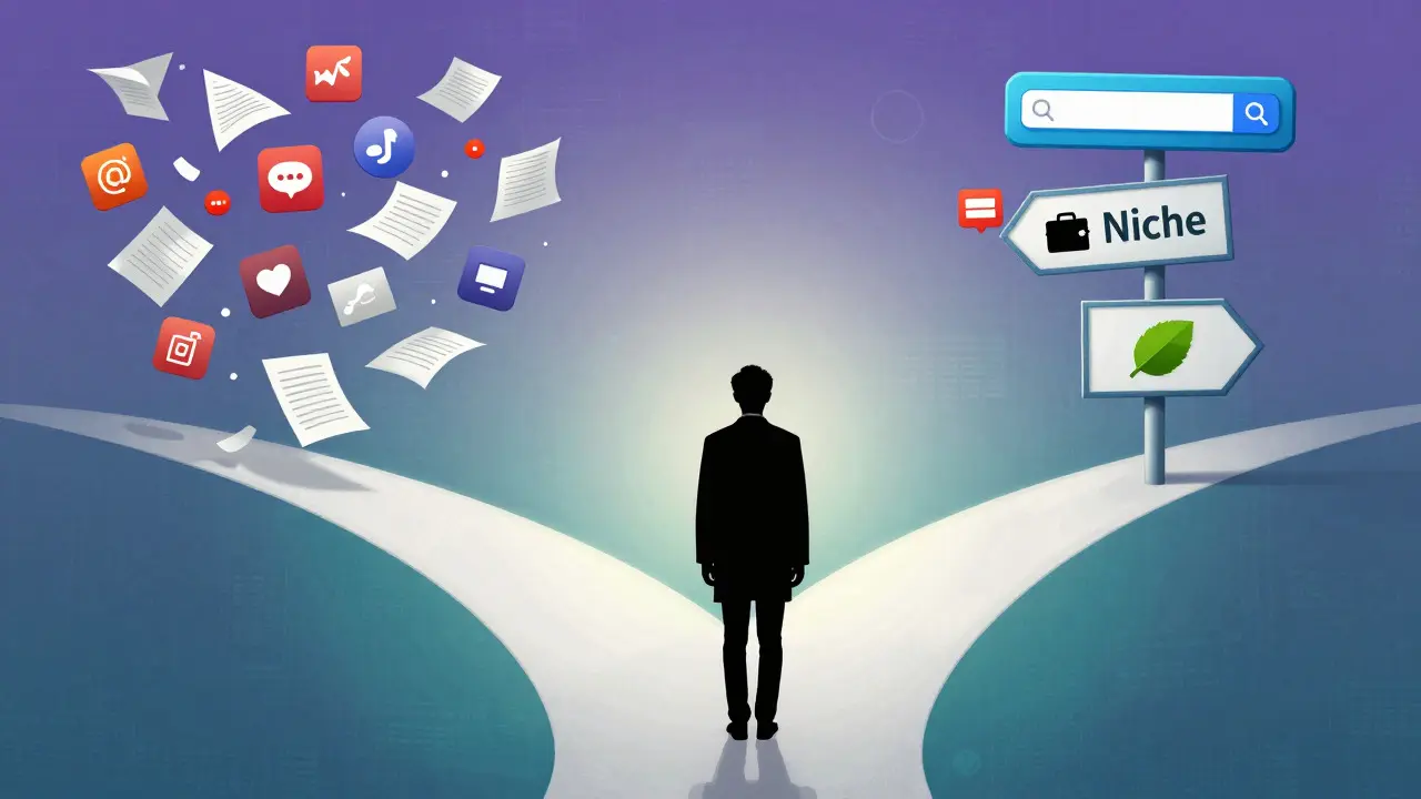 Abstract illustration of a student choosing a focused career path