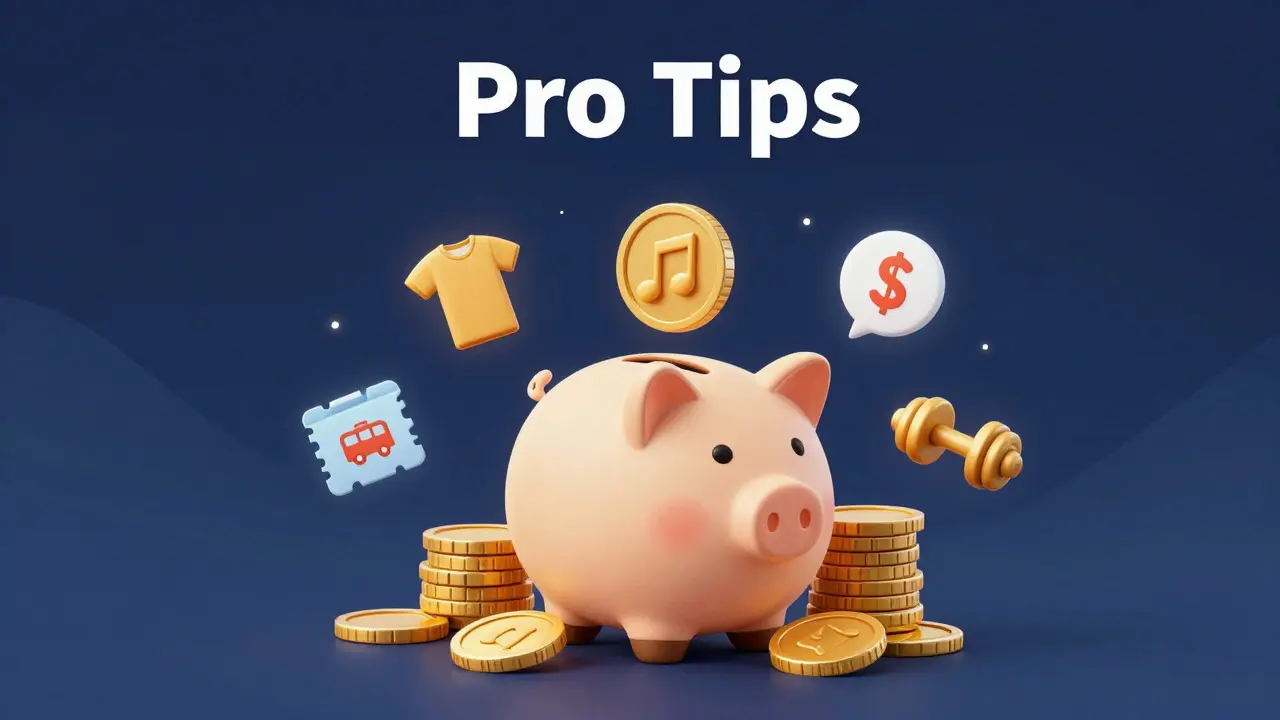 Conceptual art of coins turning into a piggy bank with discount icons