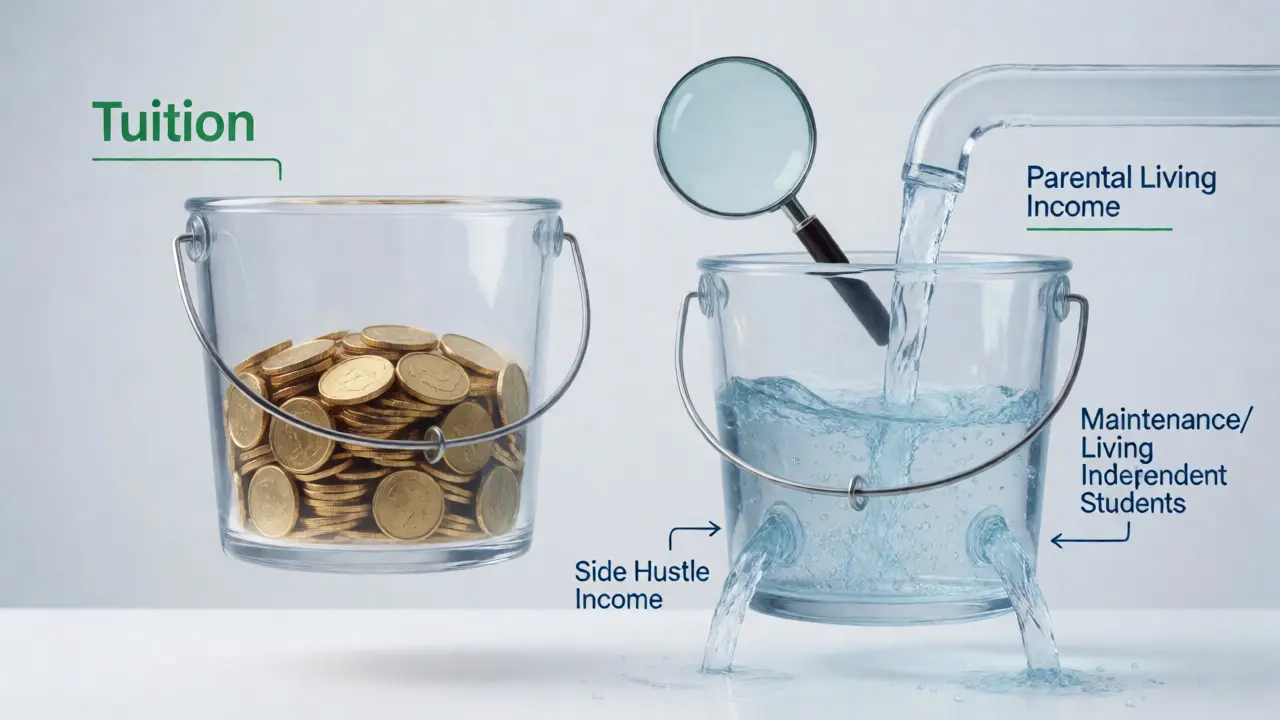 Conceptual visual of tuition vs maintenance loan buckets