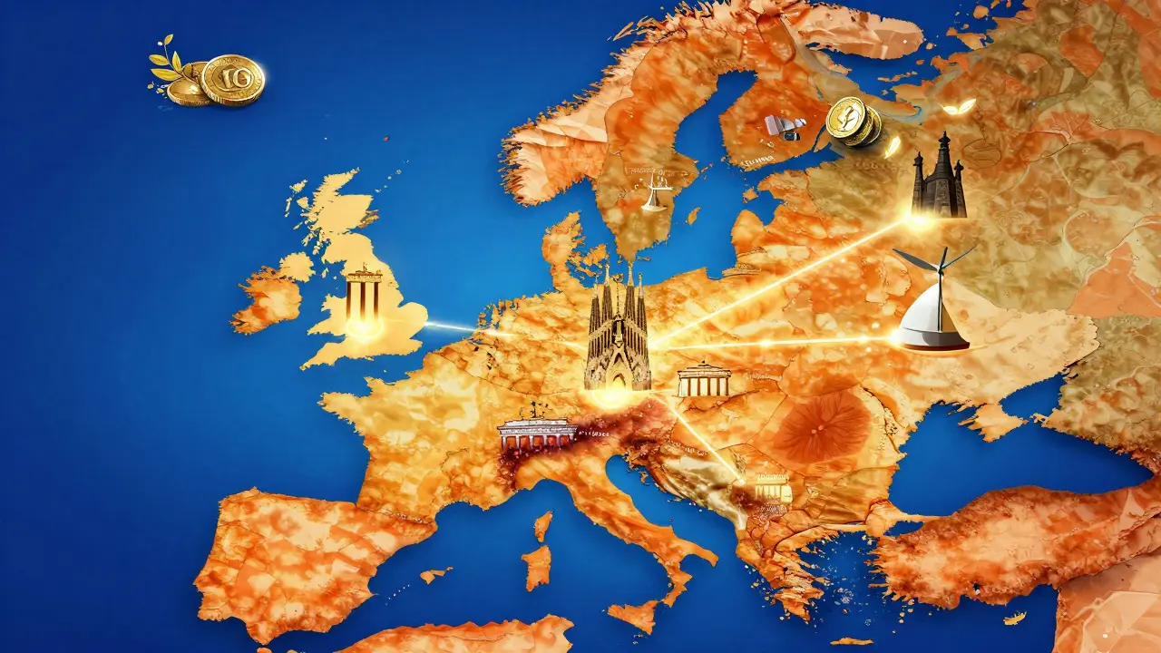 Illustrated map showing financial differences between European and global study options