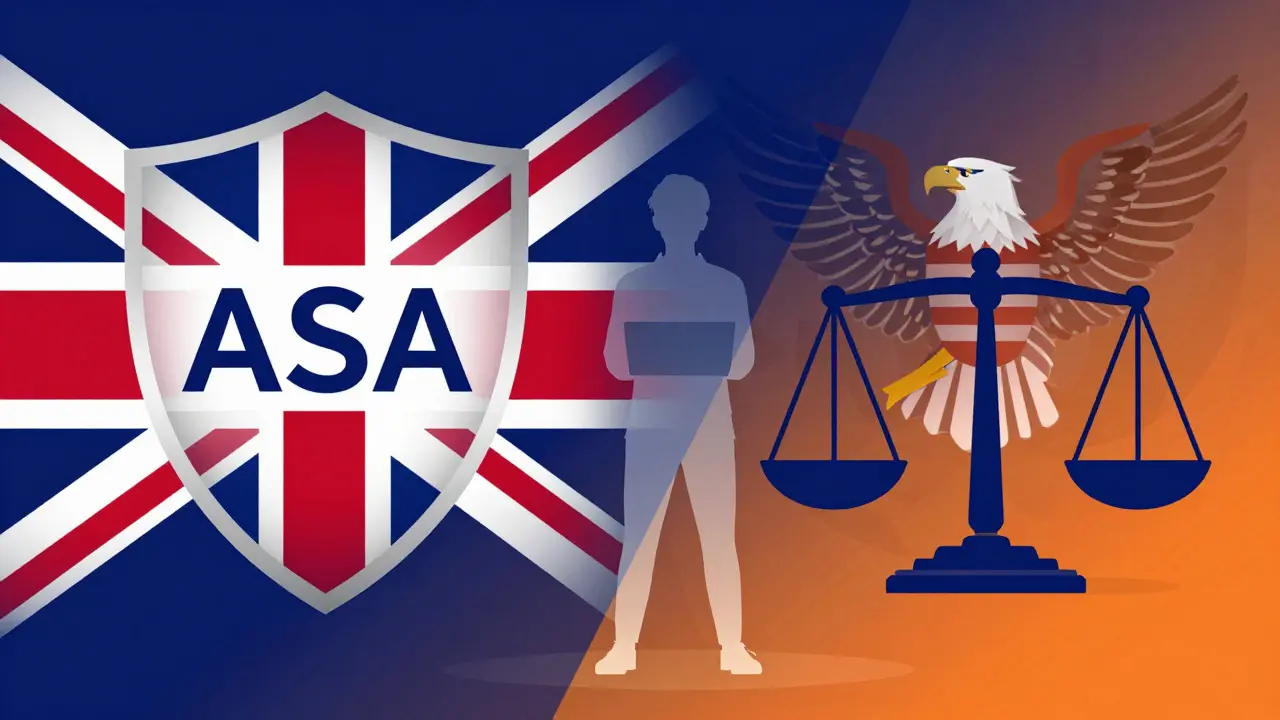 Illustration comparing UK and US regulatory symbols