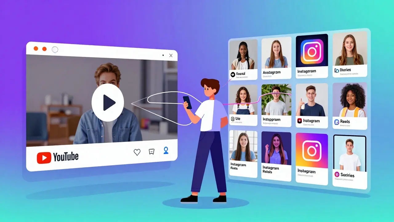 Illustration of student managing YouTube and Instagram content