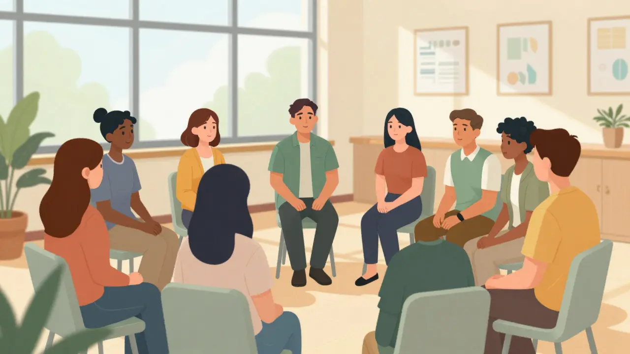 Students participating in a supportive group counseling session