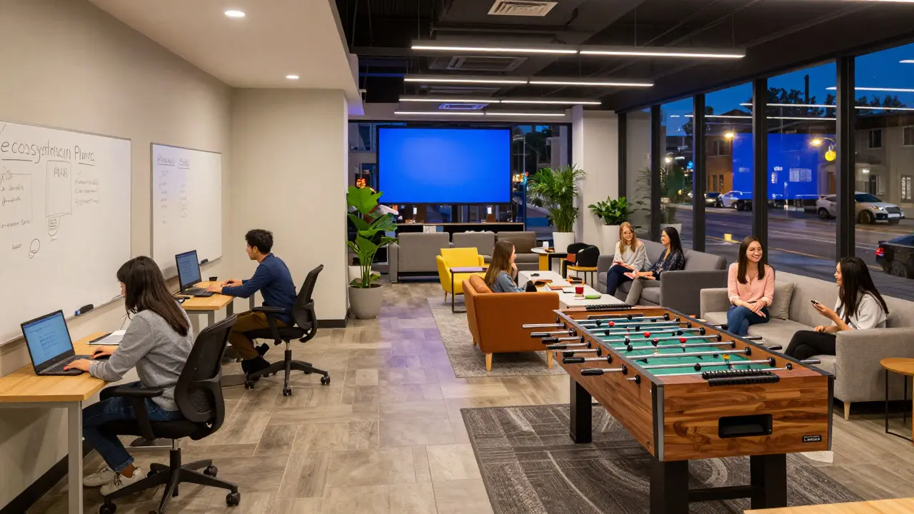 Students socializing and studying in a vibrant PBSA lounge