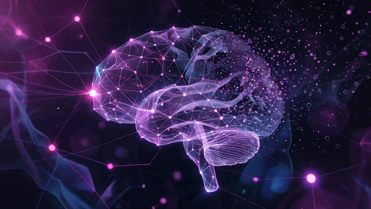 Abstract visualization of neural pathways and memory decay