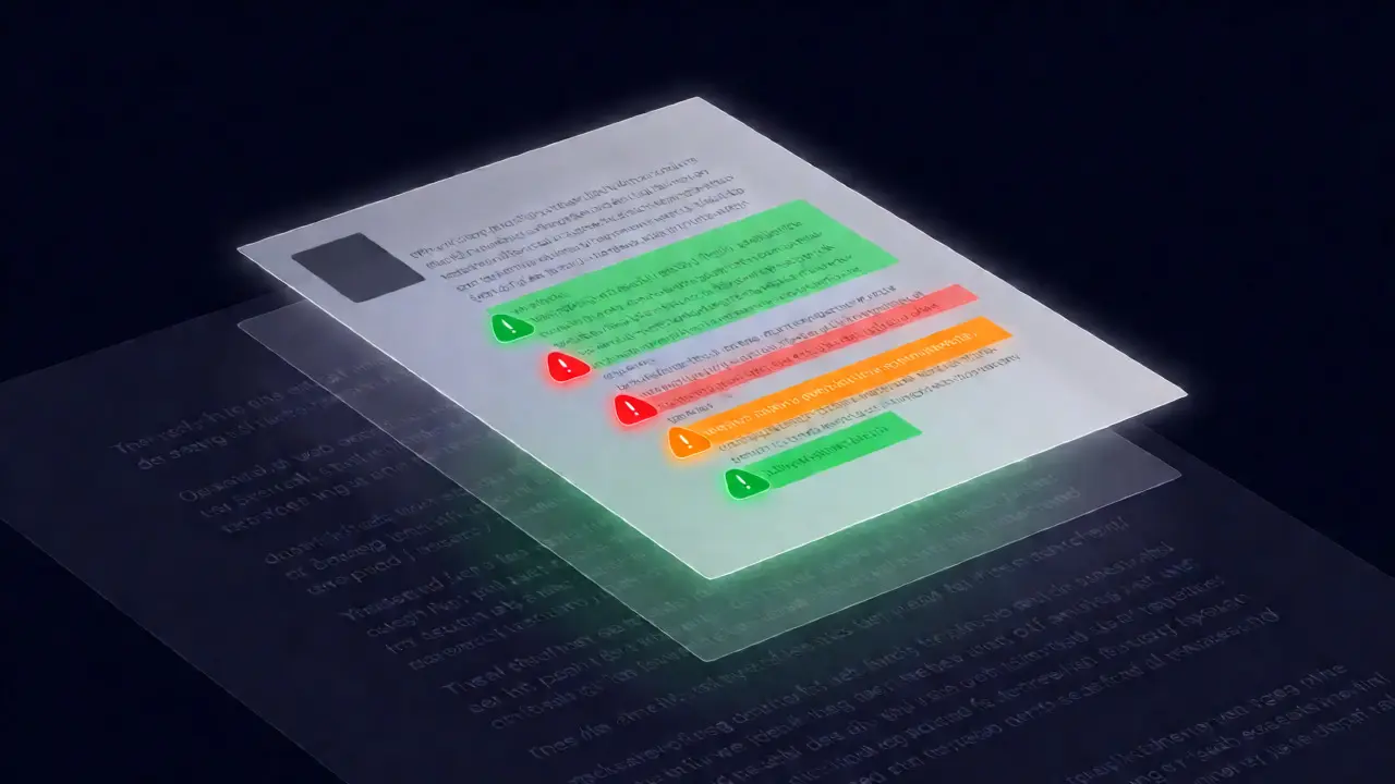 Digital visualization of plagiarism detection highlighting essay matches