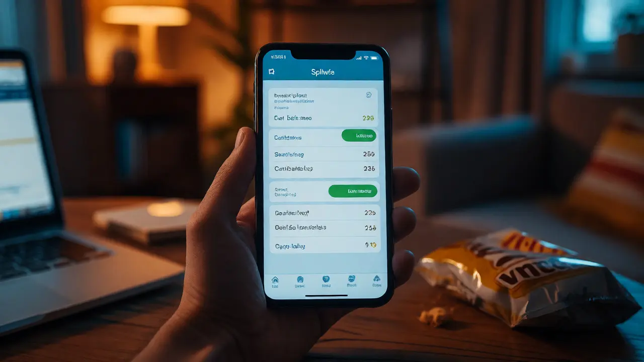 Smartphone showing an app for splitting shared household expenses