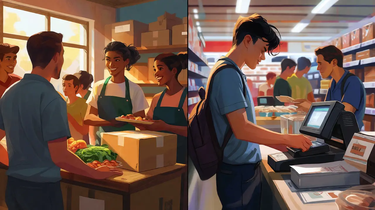 Student balancing volunteer work and paid retail job skills