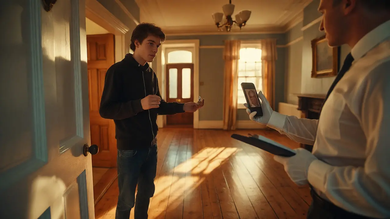 Student handing keys to agent during final rental property walkthrough