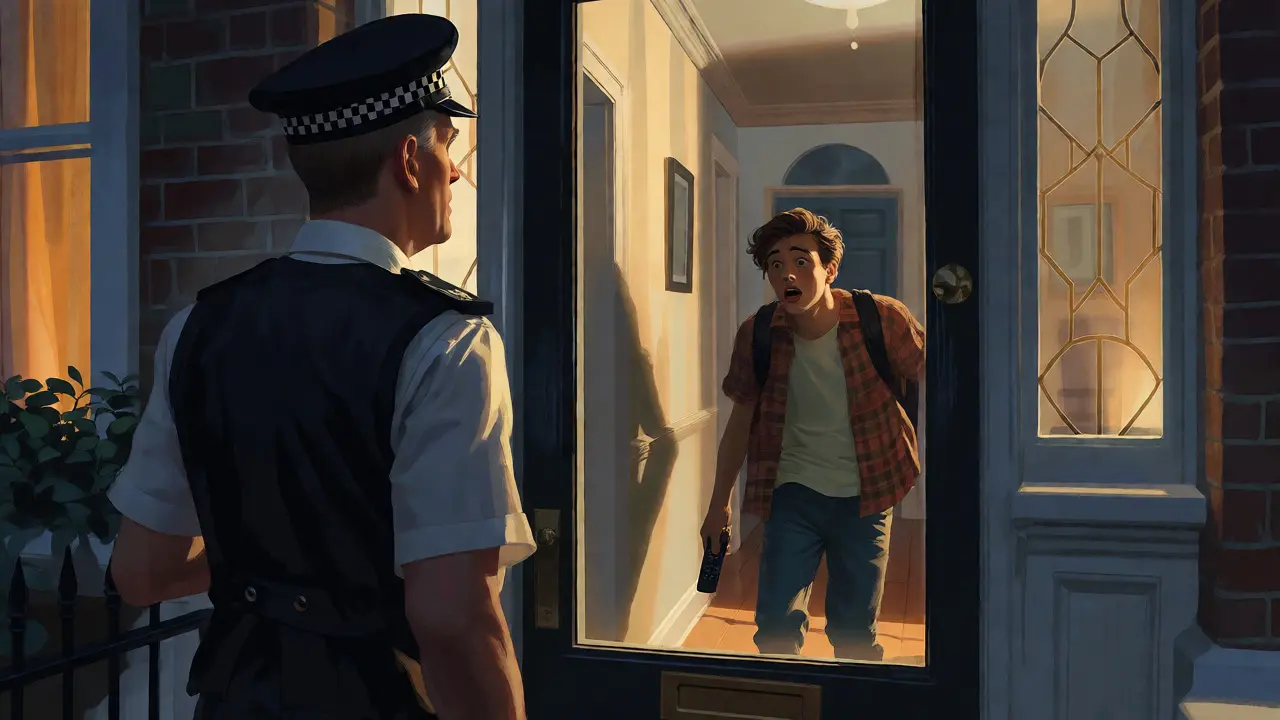 TV licensing officer knocking on a student's door causing panic inside the house