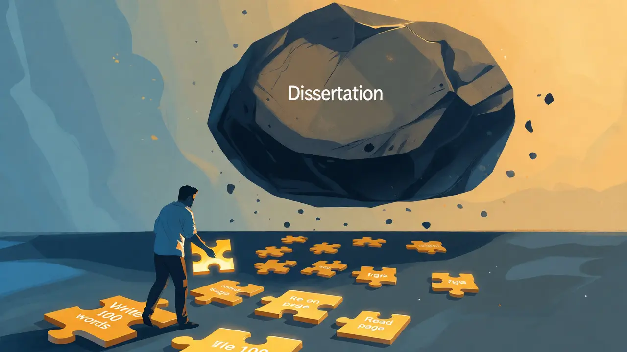 Visual metaphor of breaking a large task into small steps