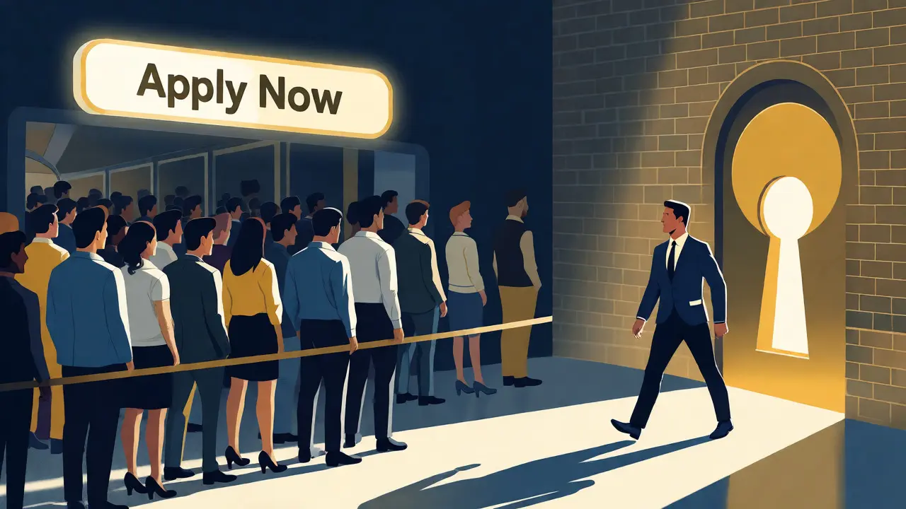 Candidate finding a hidden door while others queue at job boards