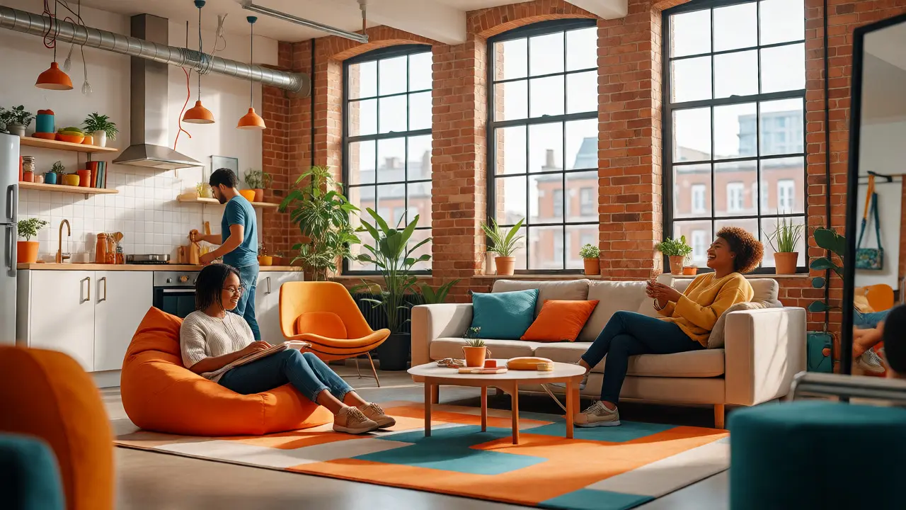 Students relaxing in modern Manchester studio